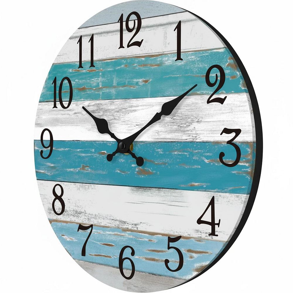 Silent Non Ticking Wall Clock Country Rustic Vintage Decorative Easy ...