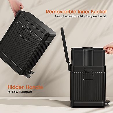 Small Trash Can With Lid Soft Close 10l Stainless Steel Pedal Waste Bin