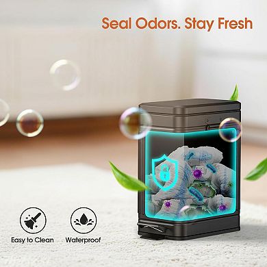 Small Trash Can With Lid Soft Close 10l Stainless Steel Pedal Waste Bin