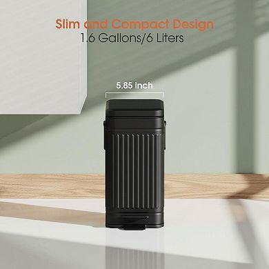 Small Trash Can With Lid Soft Close 10l Stainless Steel Pedal Waste Bin