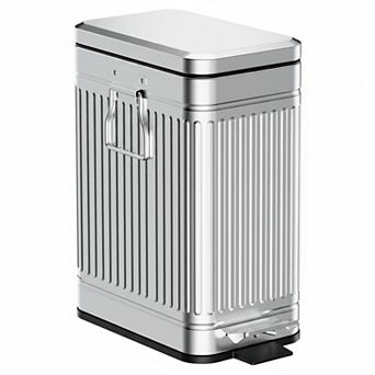 Small Trash Can With Lid Soft Close 10l Stainless Steel Pedal Waste Bin