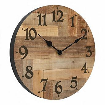 Rustic Farmhouse Wall Clock Silent Non Ticking Vintage Wooden MDF Decor