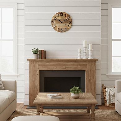 Rustic Farmhouse Wall Clock Silent Non Ticking Vintage Wooden MDF Decor