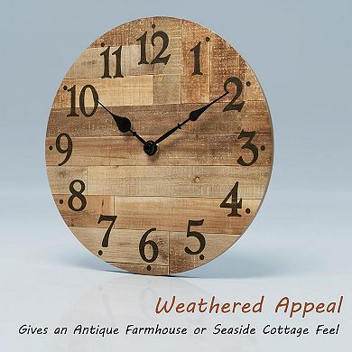 Rustic Farmhouse Wall Clock Silent Non Ticking Vintage Wooden MDF Decor