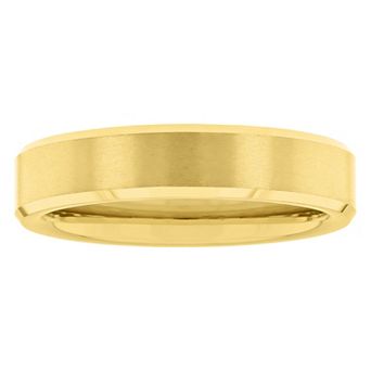 Steel Nation Men's Gold Tone Tungsten Beveled Edge Band Ring