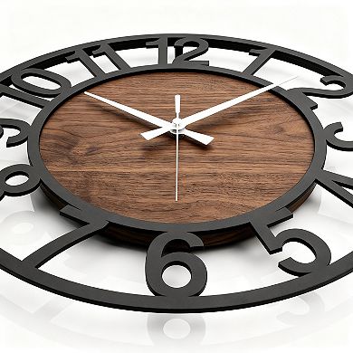 Large Wall Clock Arabic Numeral Silent Non Ticking Metal Decorative for Living Room Bedroom Kitchen