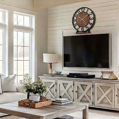 Large Wall Clock Arabic Numeral Silent Non Ticking Metal Decorative for Living Room Bedroom Kitchen