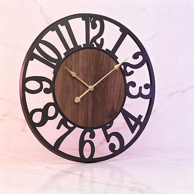 Large Wall Clock Arabic Numeral Silent Non Ticking Metal Decorative for Living Room Bedroom Kitchen