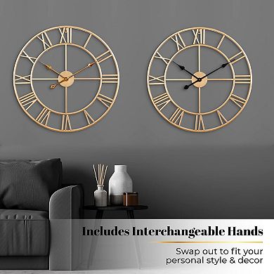 Silent Non Ticking Wall Clock Large Roman Numeral Modern Farmhouse Decorative