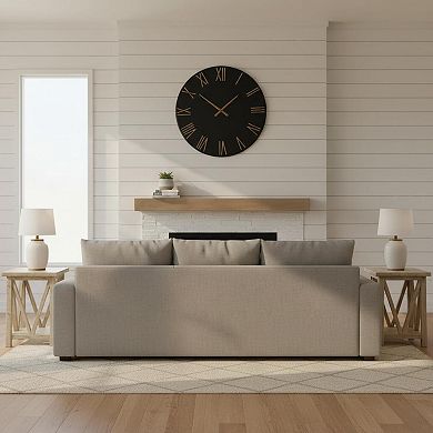 Large Modern 24" Matte Black Distressed Roman Numerals Metal Wall Clock for Living Room Entryway