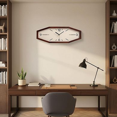 Wooden Retro Wall Clock 18 Inches Silent Non-Ticking Quartz Battery Operated for Home Office
