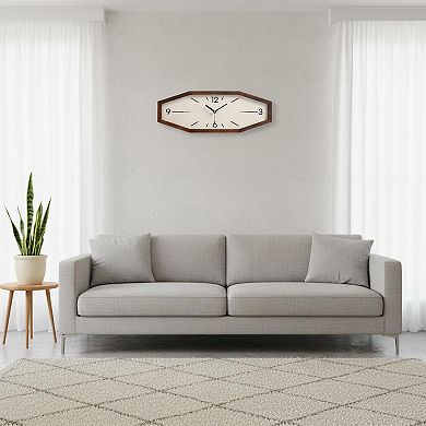 Wooden Retro Wall Clock 18 Inches Silent Non-Ticking Quartz Battery Operated for Home Office