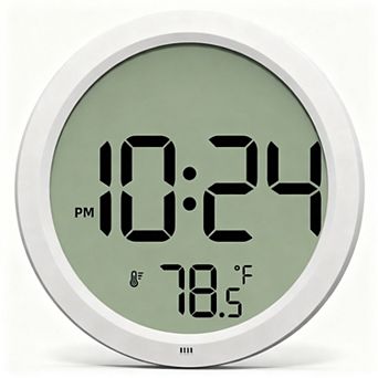 Digital Wall Clock Large Number Date Indoor Temp Auto DST Battery Operated Small Decorative
