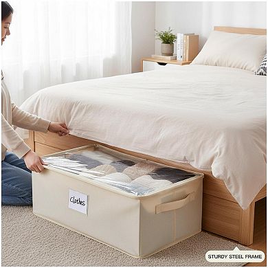 Under Bed Storage Bins Foldable Stackable Oxford Fabric Large Capacity Clothes Organizer Sturdy