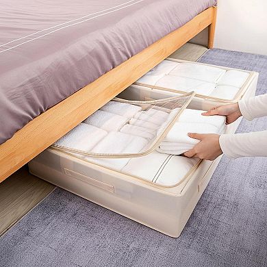 Under Bed Storage Bins Foldable Stackable Oxford Fabric Large Capacity Clothes Organizer Sturdy