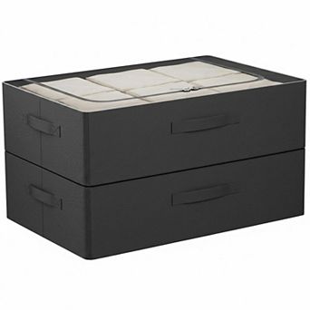 Under Bed Storage Bins Foldable Stackable Oxford Fabric Large Capacity Clothes Organizer Sturdy