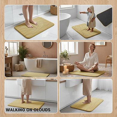 Memory Foam Bathroom Rug Set 5 Piece Ultra Absorbent Non Slip Machine Washable Dry Quickly