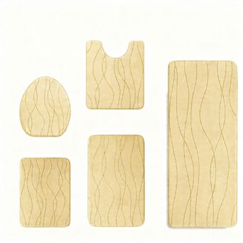 Memory Foam Bathroom Rug Set 5 pc Ultra Absorbent Non Slip Machine Washable Dry Quickly