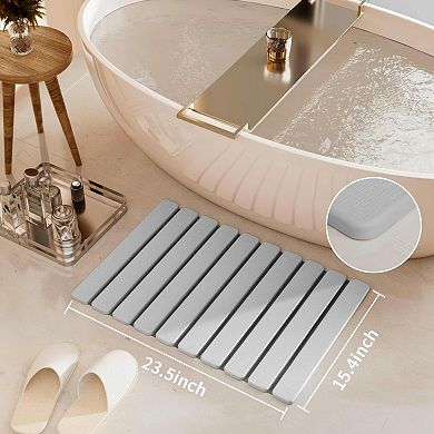 Foldable Stone Bath Mat Quick Dry Super Absorbent Non Slip Diatomaceous Earth Multi Use