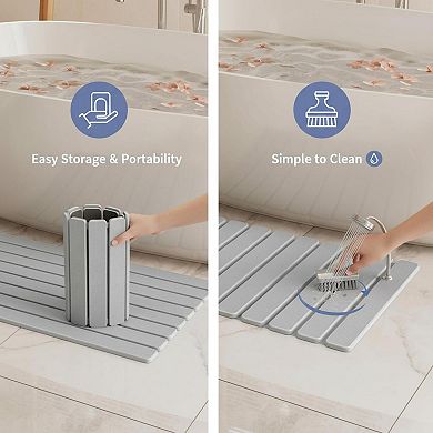 Foldable Stone Bath Mat Quick Dry Super Absorbent Non Slip Diatomaceous Earth Multi Use