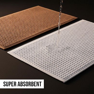 Set Of 2 Boho Bath Mats Non Slip Washable Absorbent Brown White 18x30 Inch