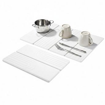 Foldable Stone Dish Drying Mat Quick Dry Diatomaceous Earth Multi Use Kitchen Countertop