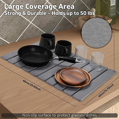 Stone Dish Drying Mat Collapsible Super Absorbent Diatomaceous Earth Multipurpose