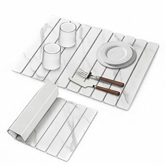 Stone Dish Drying Mat Collapsible Super Absorbent Diatomaceous Earth Multipurpose
