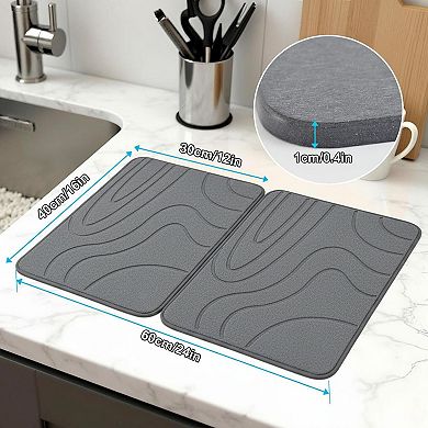 Stone Drying Mat 2 Pack Double-sided Diatomaceous Earth Quick Dry Kitchen Heat Proof Multi-purpose
