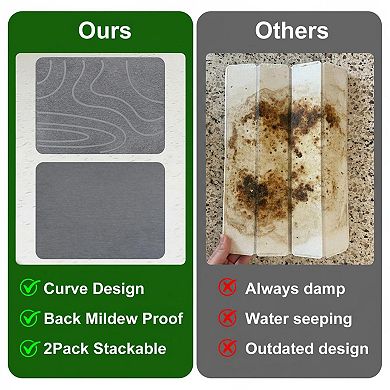 Stone Drying Mat 2 Pack Double-sided Diatomaceous Earth Quick Dry Kitchen Heat Proof Multi-purpose