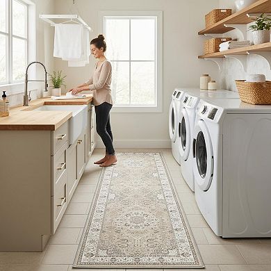 Hallway Runner Rug Washable Non Slip Soft Low Pile Indoor Farmhouse Carpet