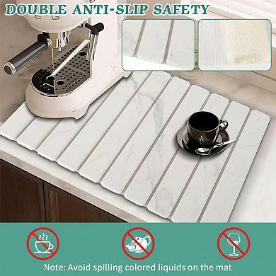 Stone Dish Drying Mat Absorbent Diatomaceous Earth Foldable Heat Resistant Kitchen Bath Mat