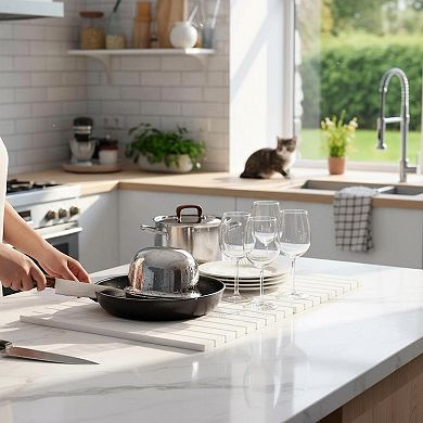 Stone Dish Drying Mat Absorbent Diatomaceous Earth Foldable Heat Resistant Kitchen Bath Mat