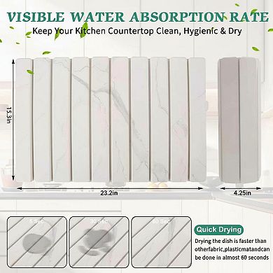 Stone Dish Drying Mat Absorbent Diatomaceous Earth Foldable Heat Resistant Kitchen Bath Mat