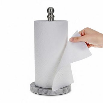 Stainless Steel Countertop Paper Towel Holder  Heavy Weighted Base, One Handed Op, Brushed Nickel