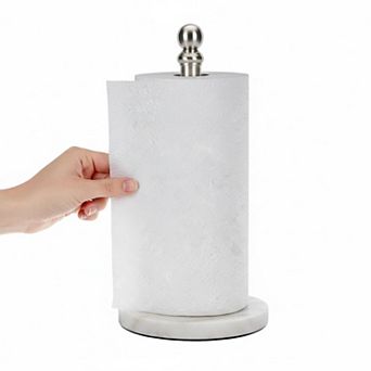 Stainless Steel Countertop Paper Towel Holder  Heavy Weighted Base, One Handed Op, Brushed Nickel