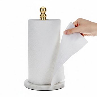Stainless Steel Countertop Paper Towel Holder  Heavy Weighted Base, One Handed Op, Brushed Nickel