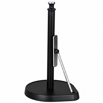Paper Towel Holder One-Hand Tension Arm, Non Slip Weighted Base, Stainless Steel Kitchen Stand Roll