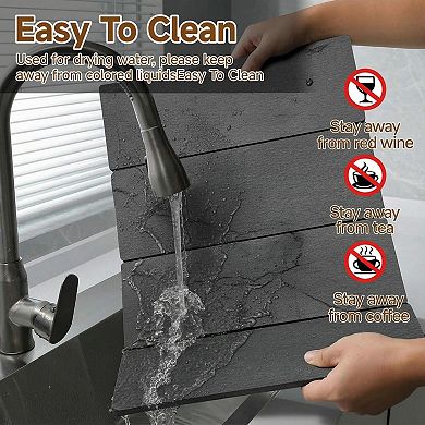 Large Stone Dish Drying Mat Quick Dry Super Absorbent Collapsible Diatomaceous Earth Kitchen Mat
