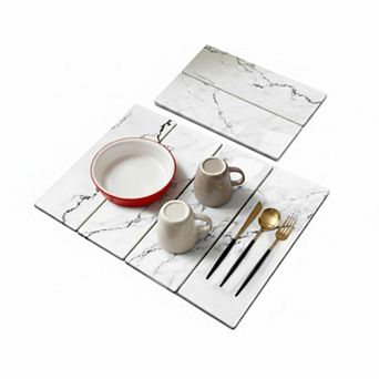 Large Stone Dish Drying Mat Quick Dry Super Absorbent Collapsible Diatomaceous Earth Kitchen Mat