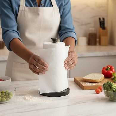 Stainless Steel Paper Towel Holder One Hand Tear Non Slip Base Kitchen Bathroom