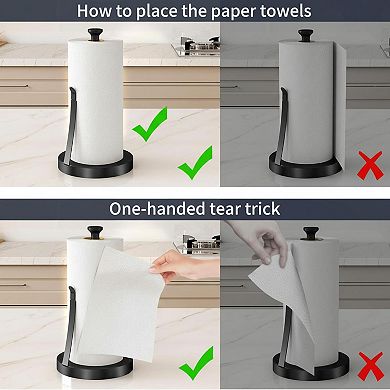 Stainless Steel Paper Towel Holder One Hand Tear Non Slip Base Kitchen Bathroom