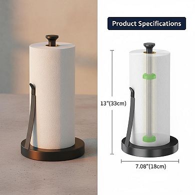 Stainless Steel Paper Towel Holder One Hand Tear Non Slip Base Kitchen Bathroom