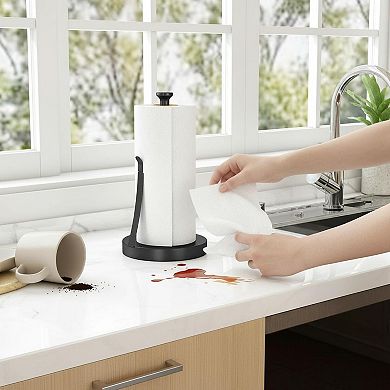 Stainless Steel Paper Towel Holder One Hand Tear Non Slip Base Kitchen Bathroom