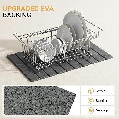Large Stone Dish Drying Mat Quick Dry Absorbent Foldable Kitchen Counter Organizer Pad