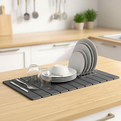 Large Stone Dish Drying Mat Quick Dry Absorbent Foldable Kitchen Counter Organizer Pad