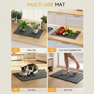 Large Stone Dish Drying Mat Quick Dry Absorbent Foldable Kitchen Counter Organizer Pad