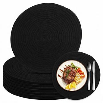 Round Woven Placemats Set of 8 Heat Resistant Cotton Rope Farmhouse Dining Table Trivets Hot Dishes