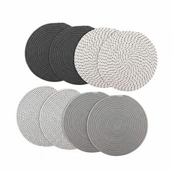 Round Woven Placemats Set of 8 Heat Resistant Cotton Rope Farmhouse Dining Table Trivets Hot Dishes