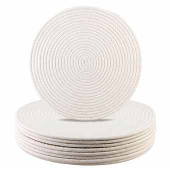 Round Woven Placemats Set of 8 Heat Resistant Cotton Rope Farmhouse Dining Table Trivets Hot Dishes